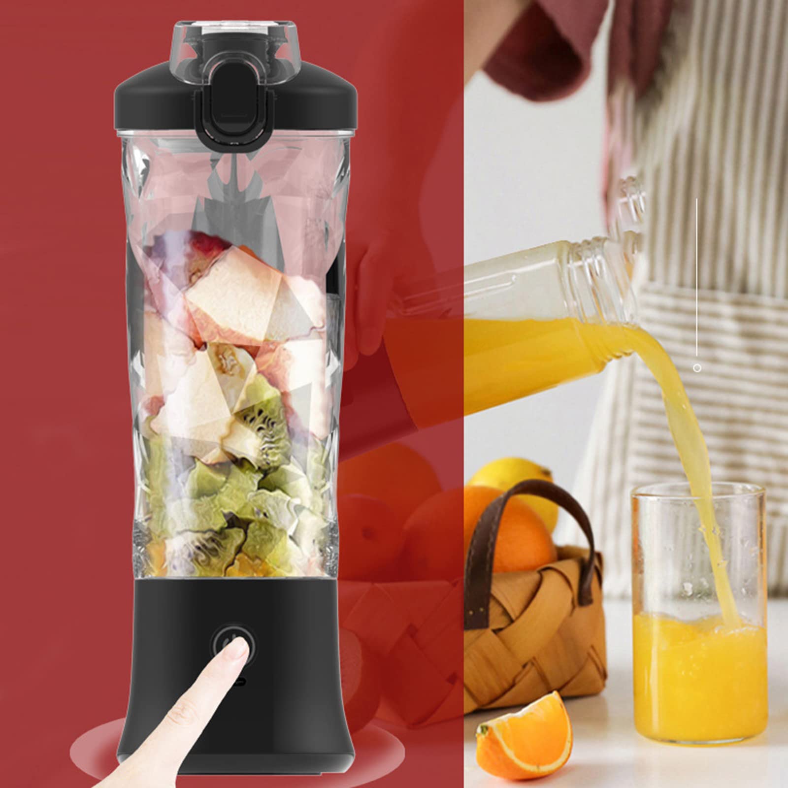 Rehomy Portable Personal Blender with 6 Blades 18oz USB Rechargeable Fruit Veggie Juicer for Home Travel Outdoors