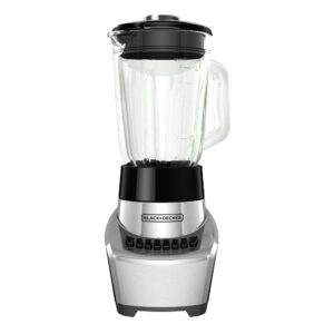 black+decker fusionblade blender with 6-cup glass jar, 12-speed settings, silver, bl1111sg