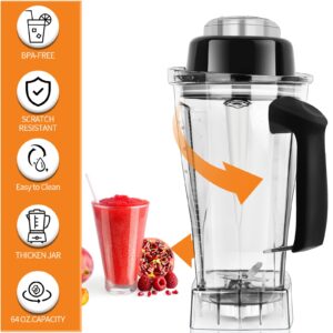 Bemkop Commercial Blender-Professional Countertop Blender with Timer,64oz-Heavy Duty Blender and Food Processor for Smoothies,Ice Crush,Frozen Drinks