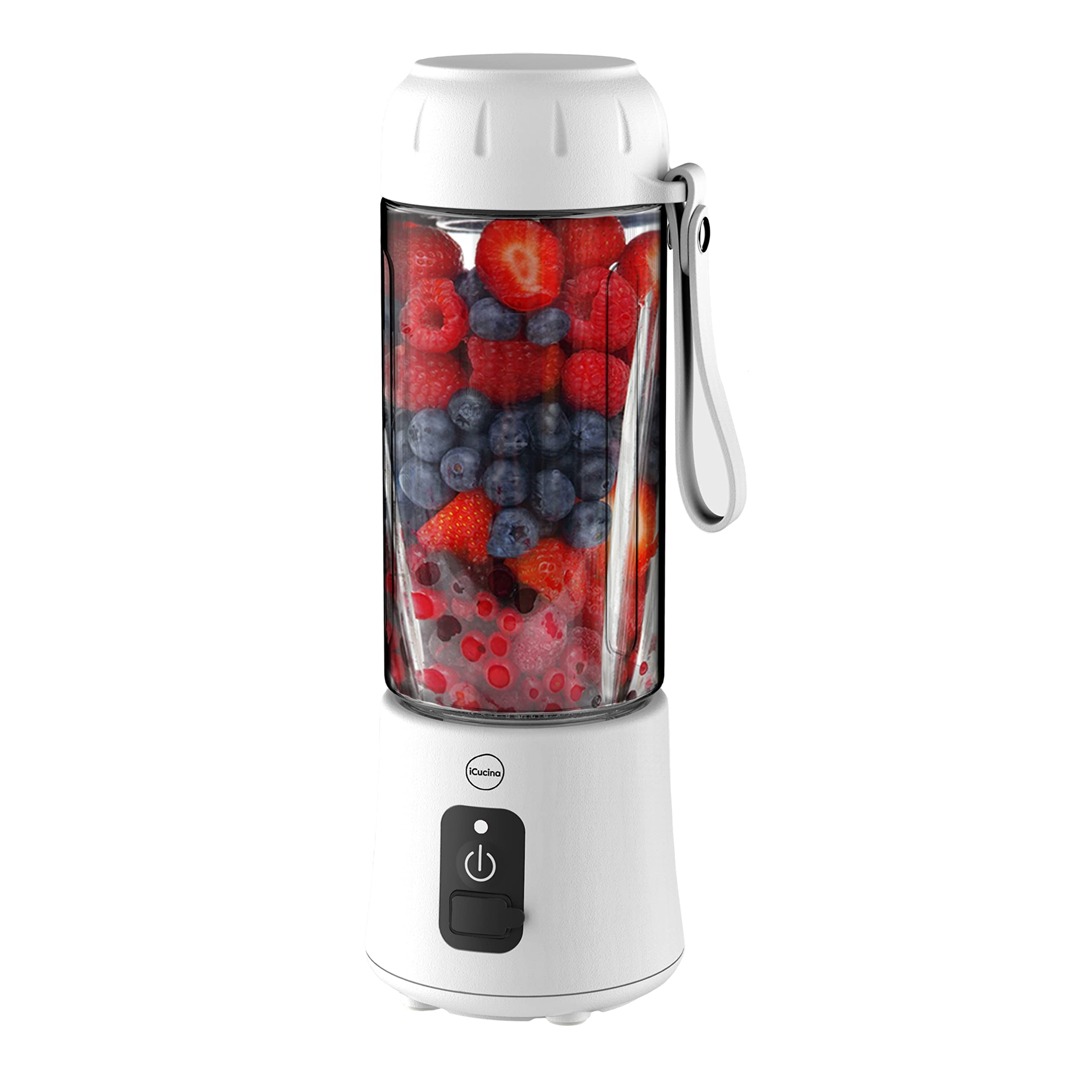 iCucina Portable Blender Fruit Mixer Rechargeable with USB Blender for Smoothie Protein Shakes Fruit Juice Office Sports Home Travel (White)