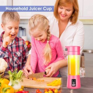 FlyBanboo Portable Blender, Personal Blender with USB Rechargeable Mini Fruit Juice Mixer,Personal Size Blender for Smoothies and Shakes Mini Juicer Cup Travel 380ML(Pink)