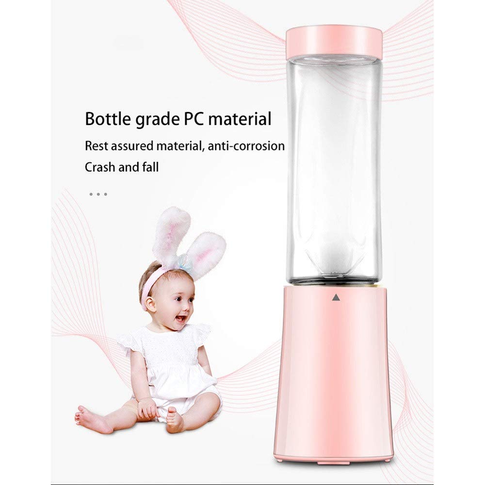 Mini juicer Food Grade PC Safe Material Mini Juice Cup USB Charging Blender Electric Cooking Machine with Accompanying Cup Suitable for Home Outdoor Sports Travel Office 280ml2 (Pink),K ZJ666
