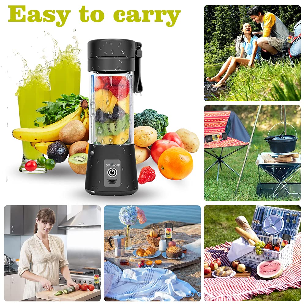 Feadem Portable Blender, USB Rechargeable, 380ml Capacity, 6pcs Stainless Steel Blades, Easy to Use and Clean