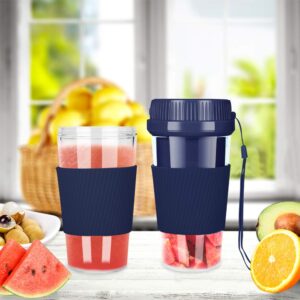 ibazal portable blender, cordless mini personal blender usb rechargeable smoothie juicer cup, 250ml waterproof fruit mixing machine baby travel home office sports outdoors, bpa free -dark blue