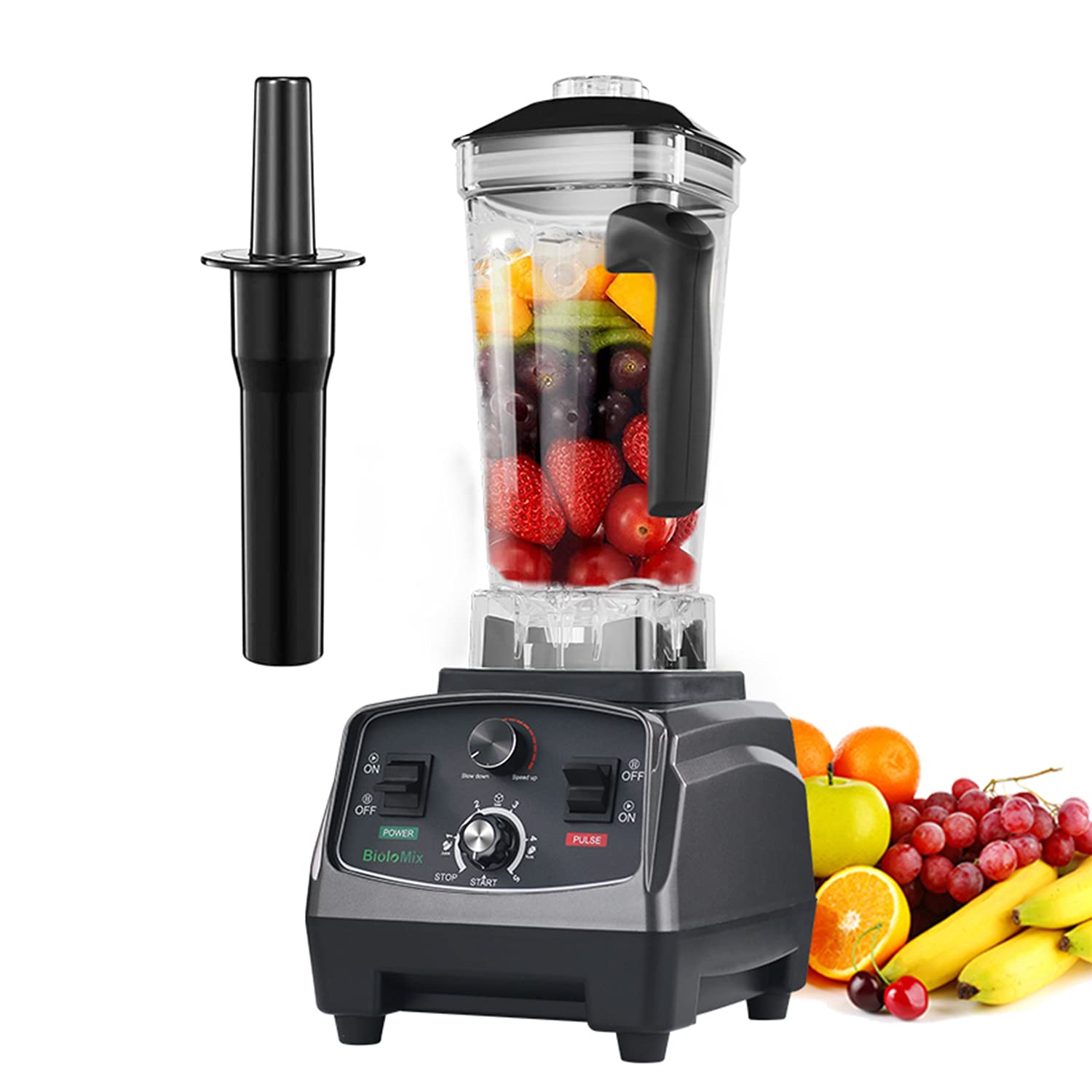 BioloMix Professional Countertop Blender, Blender for Kitchen Max 2200W High Power Home and Commercial Blender with Timer, Smoothie Blender for Crushing Ice, Frozen Fruit, Soup (Standard)