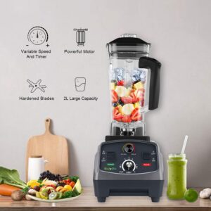 BioloMix Professional Countertop Blender, Blender for Kitchen Max 2200W High Power Home and Commercial Blender with Timer, Smoothie Blender for Crushing Ice, Frozen Fruit, Soup (Standard)