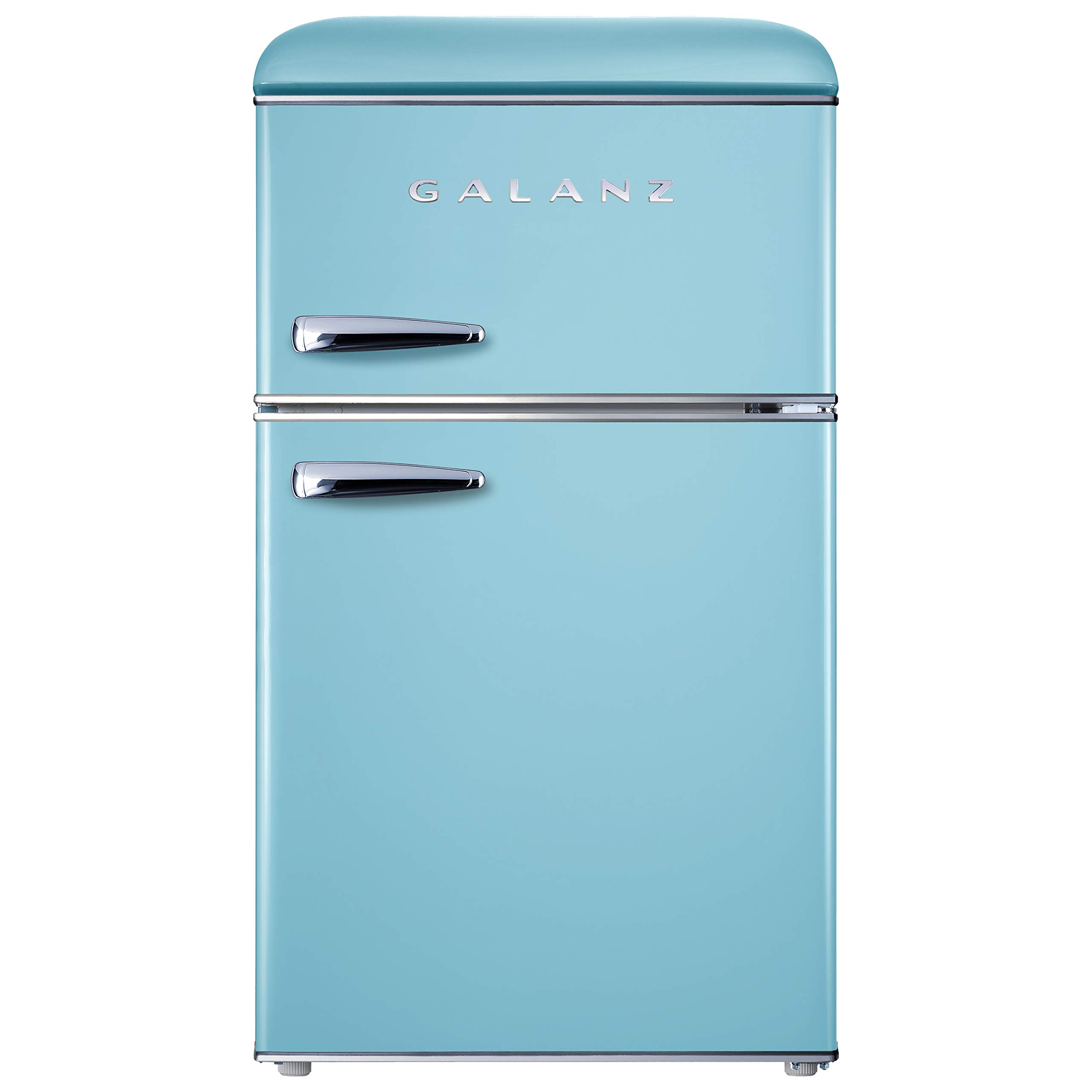 Galanz Retro Compact Refrigerator with Freezer, Mini Fridge with Dual Doors, Adjustable Mechanical Thermostat, 3.1 Cu FT, Blue