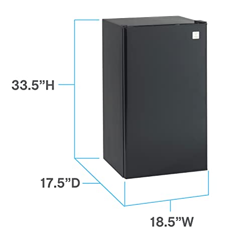 Avanti RM3316B Compact Refrigerator for Home Office or Dorm, with Reversible Door, Energy Star Rated Mini Fridge, 3.3-Cu.Ft, Black