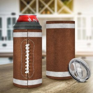 winorax Football Tumbler 4-in-1 Can Cooler Football Stainless Steel Insulated Tumblers Coffee Travel Mug Cup With Lid Gift Tumblers For Men Women Sports Gifts For Players Fan Coach Lovers