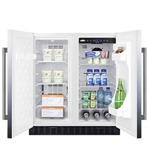 FFRF3075WSS 30" Side-by-Side Compact Refrigerator and Freezer with 5.4 cu. ft. Capacity LED Lighting Frost Free Operation High Temperature and Open Door Alarm in Stainless Steel and White Cabinet