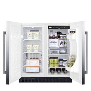 FFRF3075WSS 30" Side-by-Side Compact Refrigerator and Freezer with 5.4 cu. ft. Capacity LED Lighting Frost Free Operation High Temperature and Open Door Alarm in Stainless Steel and White Cabinet