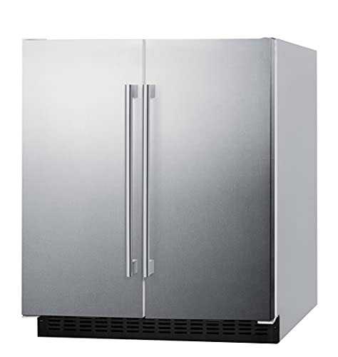 FFRF3075WSS 30" Side-by-Side Compact Refrigerator and Freezer with 5.4 cu. ft. Capacity LED Lighting Frost Free Operation High Temperature and Open Door Alarm in Stainless Steel and White Cabinet