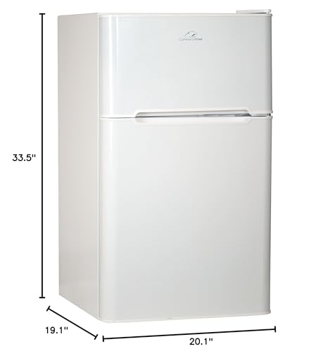 Commercial Cool CCRD32W Compact Double Door Refrigerator with True Freezer, 3.2 Cu. Ft. Mini Fridge, White