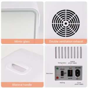 Mini Skincare Fridge 8 Litres, Beauty Makeup Fridge Portable Mirrored Door with LED, Small fridge Thermoelectric Cooler and Warmer for Bedroom, Cosmetics,Breast Milk, Office and Travel