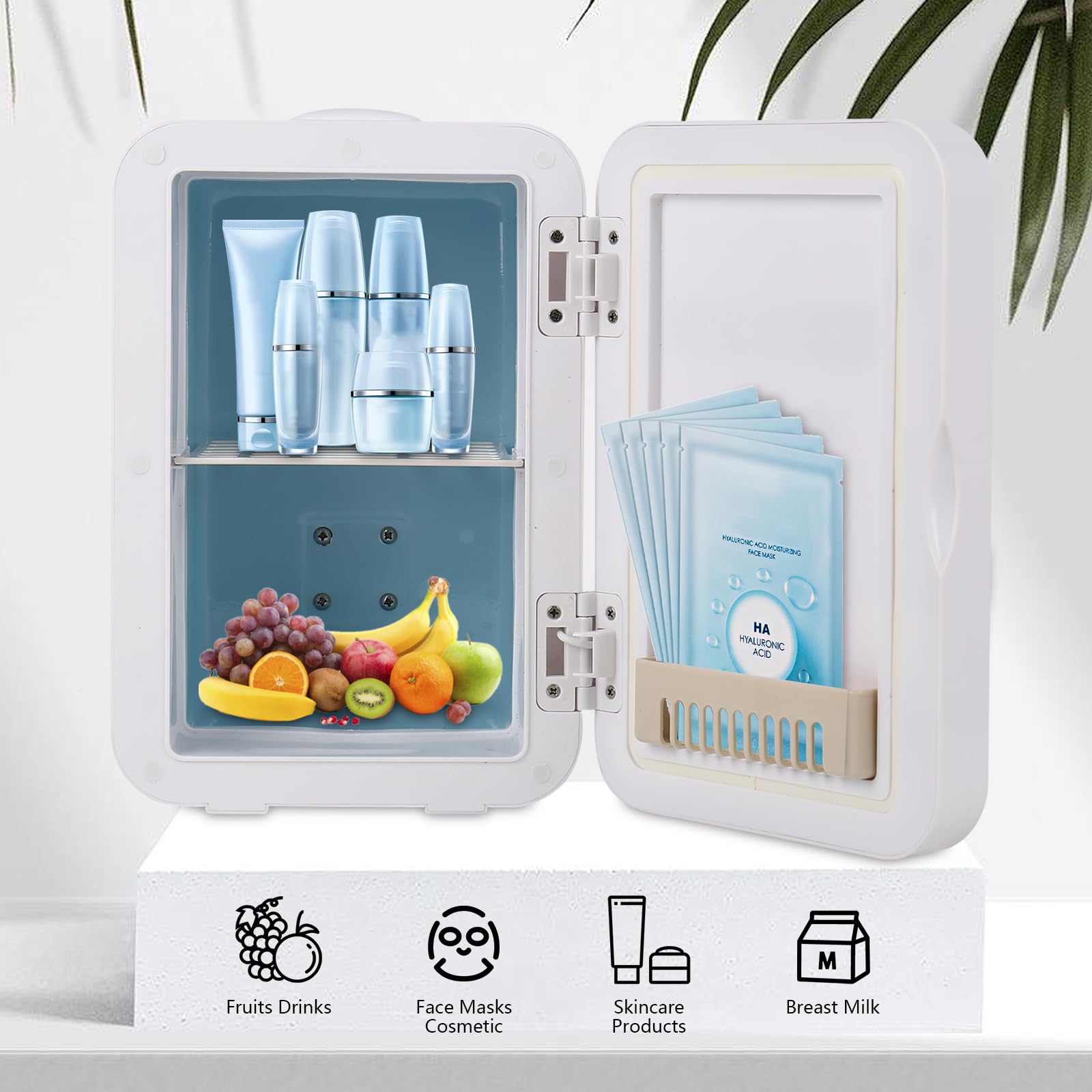 Mini Skincare Fridge 8 Litres, Beauty Makeup Fridge Portable Mirrored Door with LED, Small fridge Thermoelectric Cooler and Warmer for Bedroom, Cosmetics,Breast Milk, Office and Travel