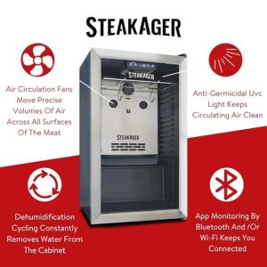 SteakAger PRO 40 Home Beef Dry Aging Refrigerator, Enjoy Dry-Aged Steak Perfection at Home, Black and Stainless Steel with 40Lbs Capacity