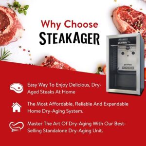 SteakAger PRO 40 Home Beef Dry Aging Refrigerator, Enjoy Dry-Aged Steak Perfection at Home, Black and Stainless Steel with 40Lbs Capacity