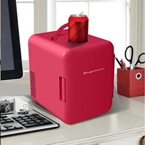 CURTIS EFMIS129-RED Frigidaire Retro Mini Compact Beverage Refrigerator, for Keeping Office Lunch Cool (RED) 1 gallon.