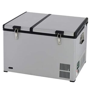 whynter fm-901dz zone portable fridge optional wheels, ac 110v/ dc 12v real freezer for car, home, camping, rv-8°f to 50°f, 90 quart dual zome, charcoal