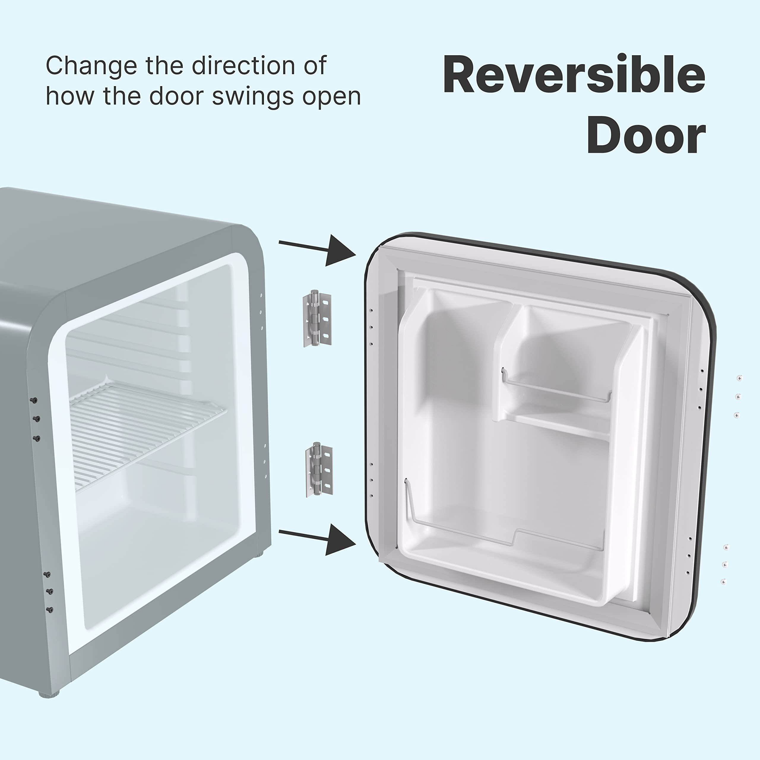 Husky Retro Mini Refrigerator with 1.5 Cu.ft./43L Capacity, Countertop Black Mini Fridge with Reversible Door, Retro Mini Fridge, Freestanding Retro Small Fridge for Bedroom, Bar, and Office