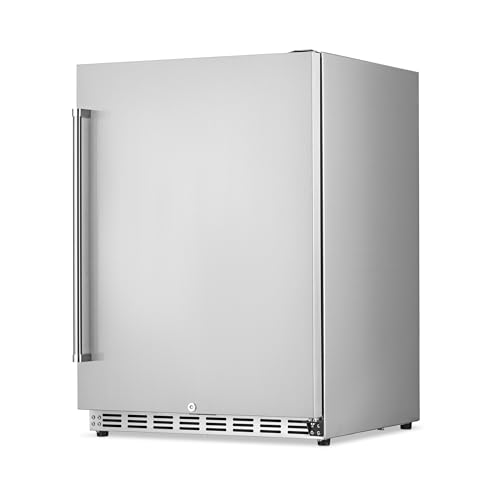 NewAir 24" Outdoor Beverage Refrigerator | 5.3 Cubic Feet Storage| Weatherproof Stainless Steel Fridge | Built-In or Freestanding Outdoor Patio Fridge For Beer, Wine, Food NCR053SS00