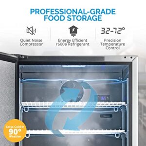 NewAir 24" Outdoor Beverage Refrigerator | 5.3 Cubic Feet Storage| Weatherproof Stainless Steel Fridge | Built-In or Freestanding Outdoor Patio Fridge For Beer, Wine, Food NCR053SS00