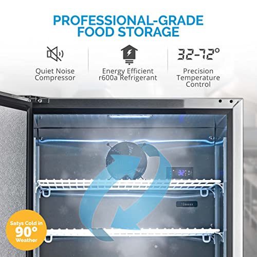 NewAir 24" Outdoor Beverage Refrigerator | 5.3 Cubic Feet Storage| Weatherproof Stainless Steel Fridge | Built-In or Freestanding Outdoor Patio Fridge For Beer, Wine, Food NCR053SS00