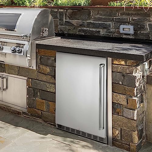 NewAir 24" Outdoor Beverage Refrigerator | 5.3 Cubic Feet Storage| Weatherproof Stainless Steel Fridge | Built-In or Freestanding Outdoor Patio Fridge For Beer, Wine, Food NCR053SS00