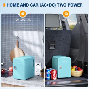 AstroAI Mini Fridge 4 Liter/6 Can Teal AC to DC Converter 8.5A