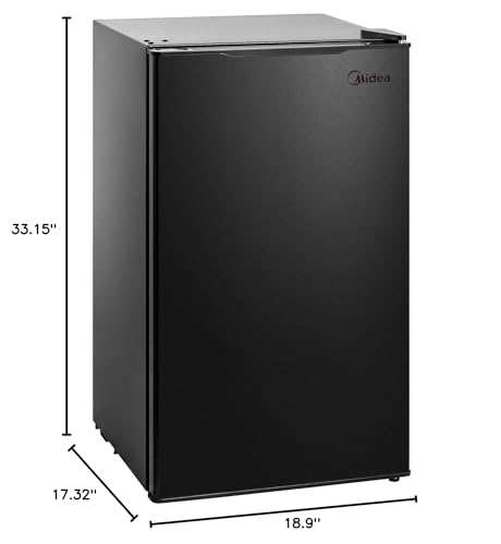 Midea MRM31A4ABB Compact All Refrigerator, Thermoelectric Mini 3.1 Cubic Feet-for Home, Office, Dorm, Fridge Black