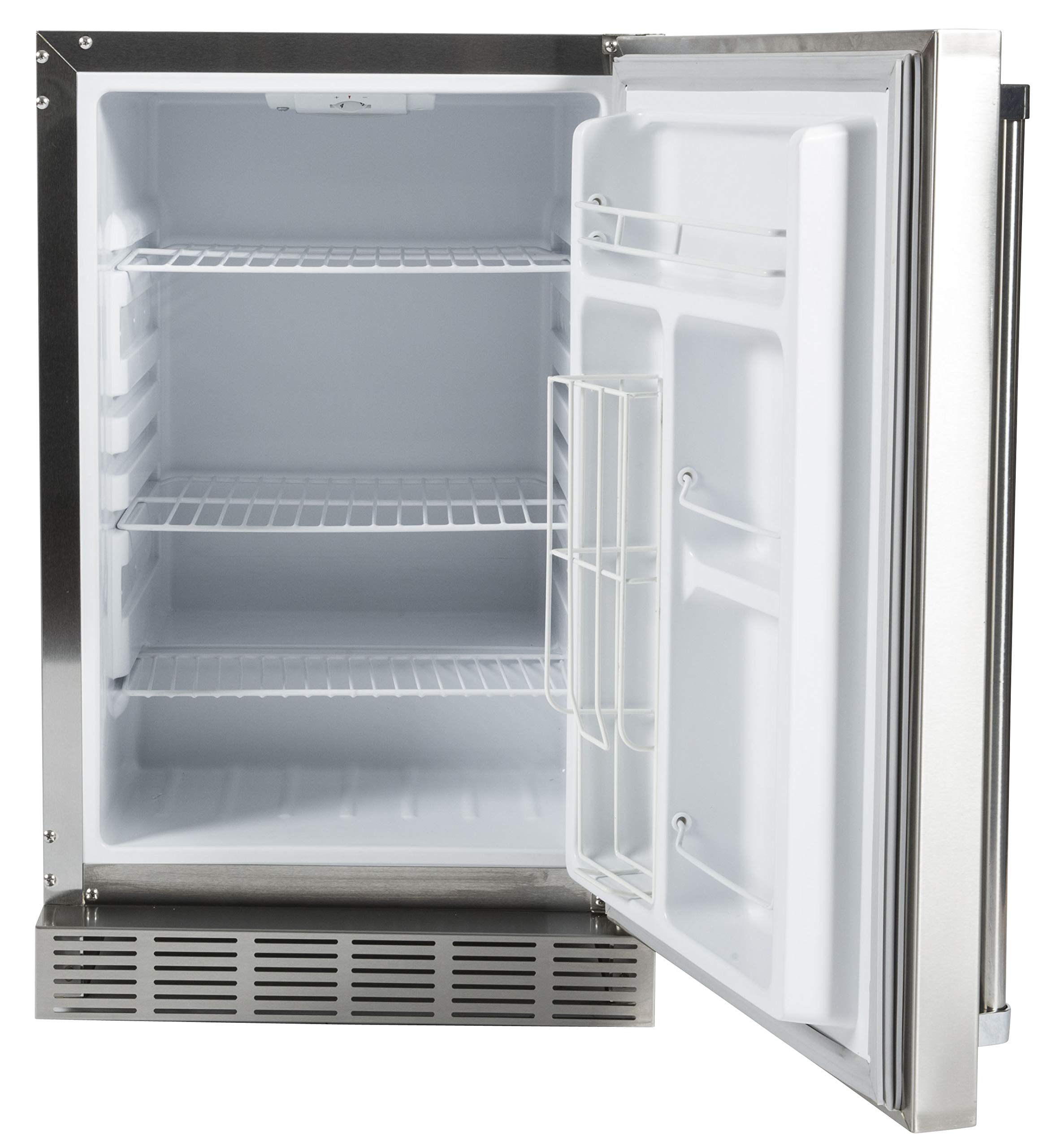 Coyote Outdoor 21 Inch 5.5 Foot Capacity Steel Built In Right Hinge Outdoor Refrigerator, Silver