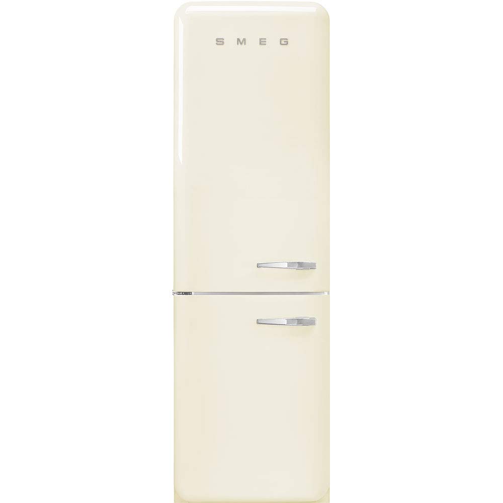 Smeg FAB32 50's Retro Style Aesthetic Bottom Freezer Refrigerator with 11.17 Cu Total Capacity, Multiflow Cooling System, Adjustable Glass Shelves 24-Inches, Cream Left Hand Hinge