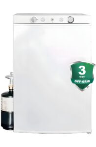 smeta propane refrigerator rv 3 way off grid camper fridge outdoor refrigerator for patio 12v/110v/gas lpg, no noise, solar fridge for rv garage, single door, 3.5 cu.ft, white