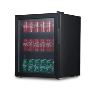 commercial cool beverage cooler, 2.7 cu. ft. capacity, drink fridge with 2 adjustable shelves & temperature control, mini beverage fridge holds up to 81 cans