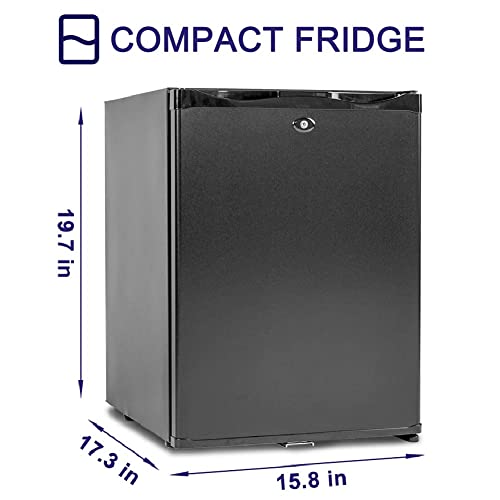 Techomey Compact Refrigerator 1.0 Cu.Ft, AC/DC Mini Fridge with Lock, Reversible Door, 12V Quiet Absorption Refrigerator for Semi Truck, RV, Camper, Caravan, Boat, Black