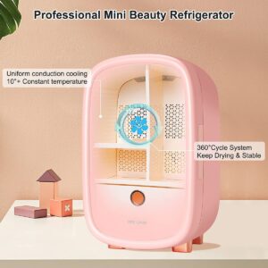 BS ONE Skincare Fridge 12 Liter, 10°C/50°F + Intelligent Constant Temperature Control Mini Fridge for Makeup Storage, Professional Beauty Fridge for Skin Care