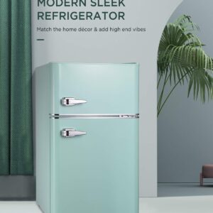 ADT Mini Refrigerator with Handle, 3.2 Cubic Feet Capacity Mini Fridge with Freezer (Mint Green)