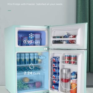 ADT Mini Refrigerator with Handle, 3.2 Cubic Feet Capacity Mini Fridge with Freezer (Mint Green)