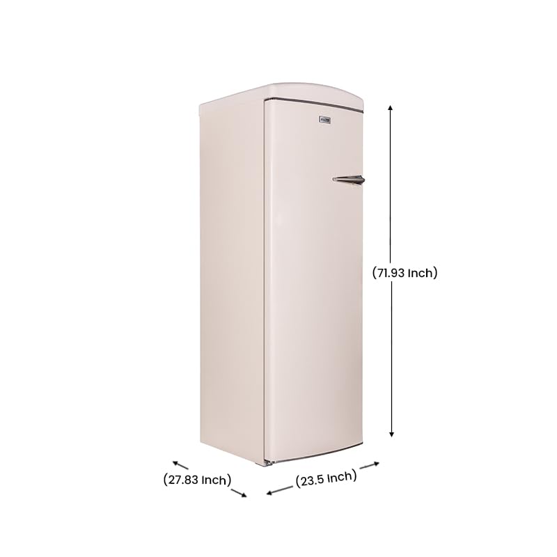 8.3 cu. ft. Freestanding Frost Free Retro Upright freezer with FAST FREEZE, adjustable temp control in Cream