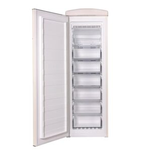 8.3 cu. ft. Freestanding Frost Free Retro Upright freezer with FAST FREEZE, adjustable temp control in Cream