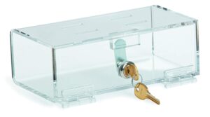 american made acrylic lockable medicine box: refrigerator lockbox with key for safe medication storage, 2.75h x 8.25w x 4.5d, clear