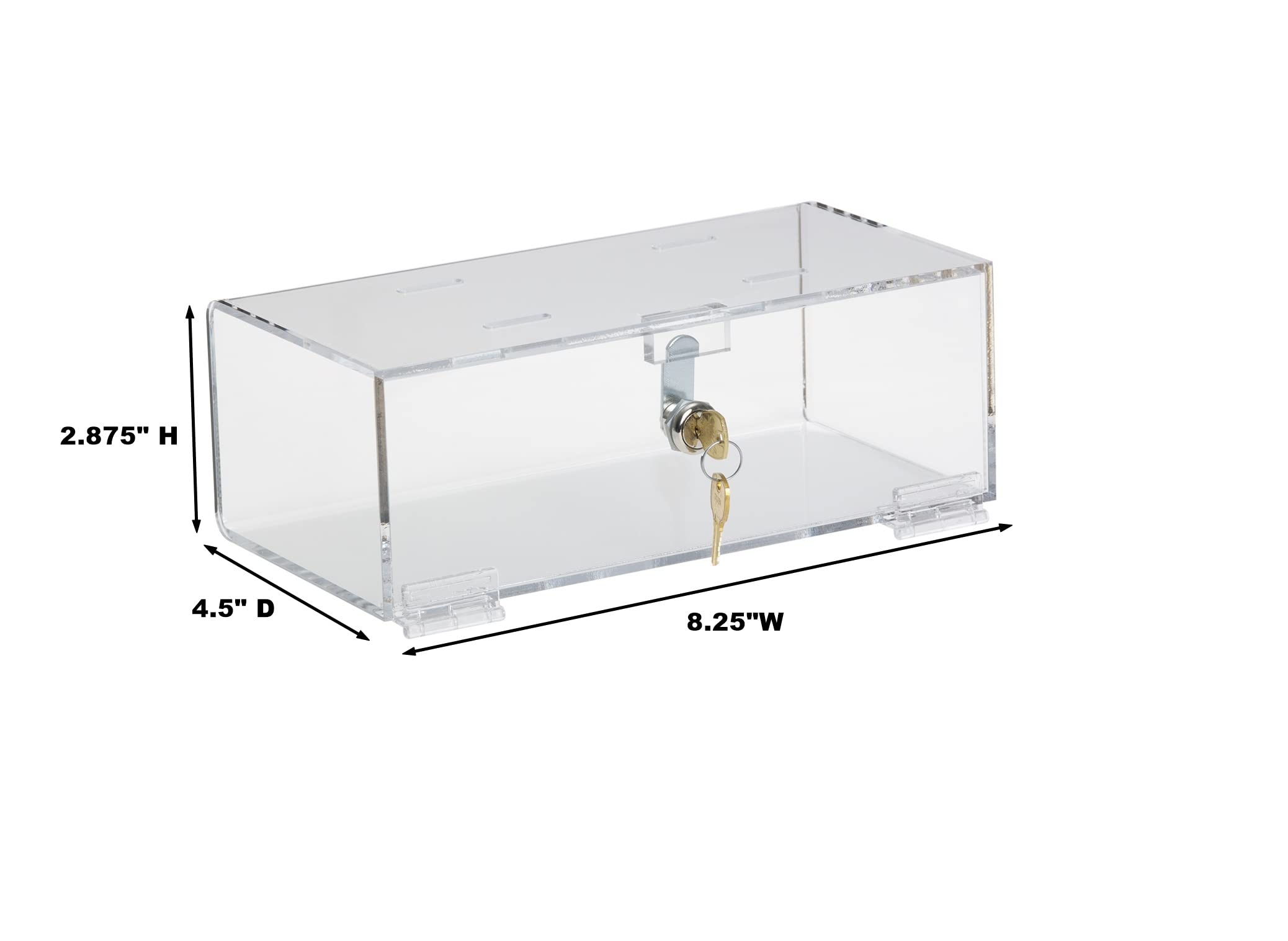 American Made Acrylic Lockable Medicine Box: Refrigerator Lockbox with Key for Safe Medication Storage, 2.75H X 8.25W X 4.5D, Clear