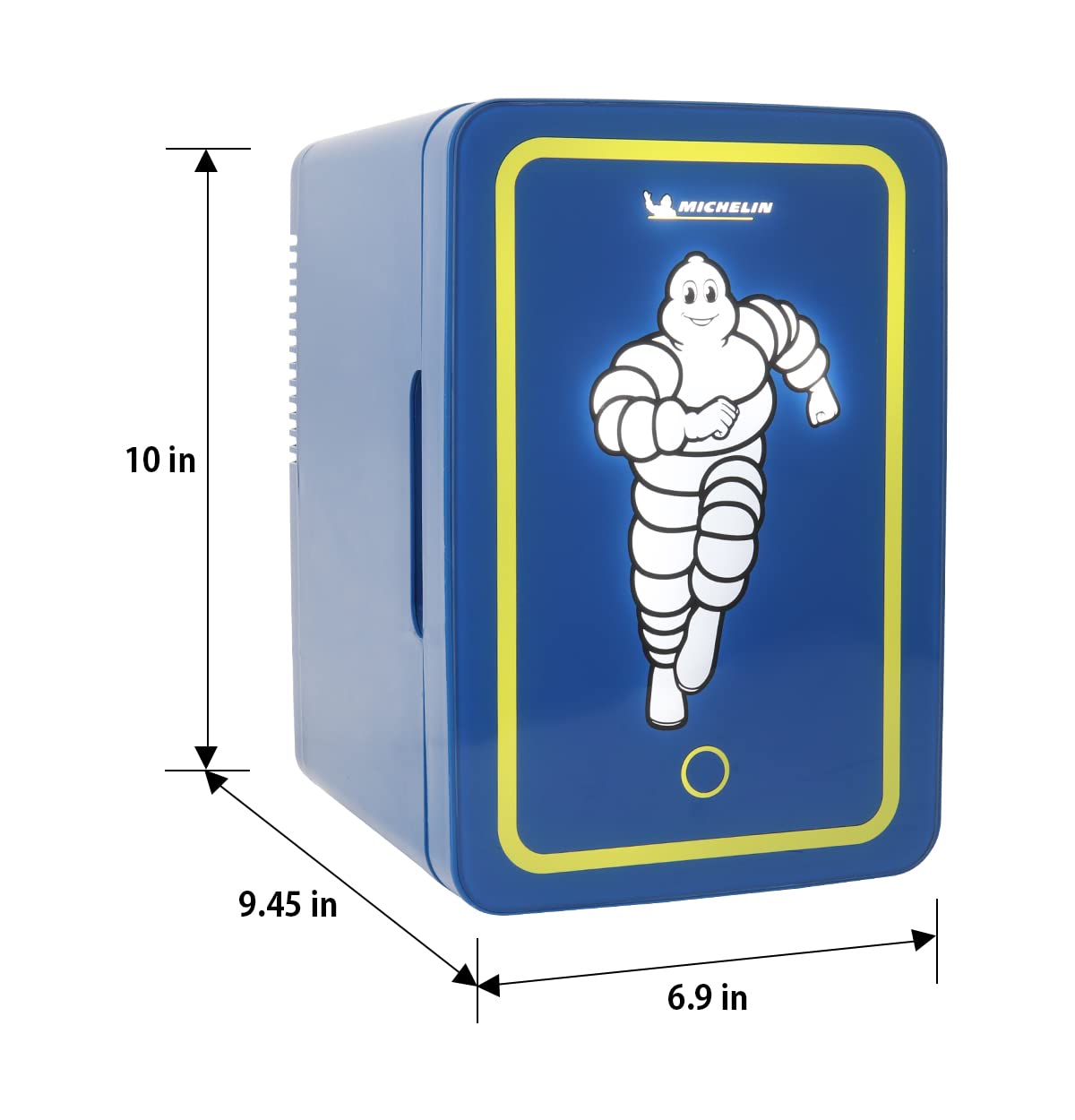 MICHELIN Portable 6 Can Mini Fridge, LED Lighted Door, 6L (6.3 qt) Capacity, Blue, Travel Cooler with 12V DC and AC Power Cords, Compact Refrigerator for Home, Office, Dorm, Garage, Workshop, Truck