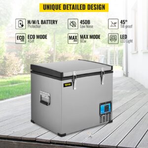 VEVOR Portable Refrigerator 64 Quart, 12 Volt Refrigerator with Compressor and App Control, Metal Shell Chest Refrigerator, -4℉ to 68℉, DC 12/24V, AC 110-240V(Home & Car Use)