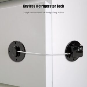 Keyless Digital Refrigerator Lock for Adults and Kids Mini Fridge Locks Combination for Cabinets Closets Drawers Window Easy Use and Install Fridge Latch Black