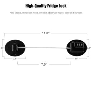 Keyless Digital Refrigerator Lock for Adults and Kids Mini Fridge Locks Combination for Cabinets Closets Drawers Window Easy Use and Install Fridge Latch Black