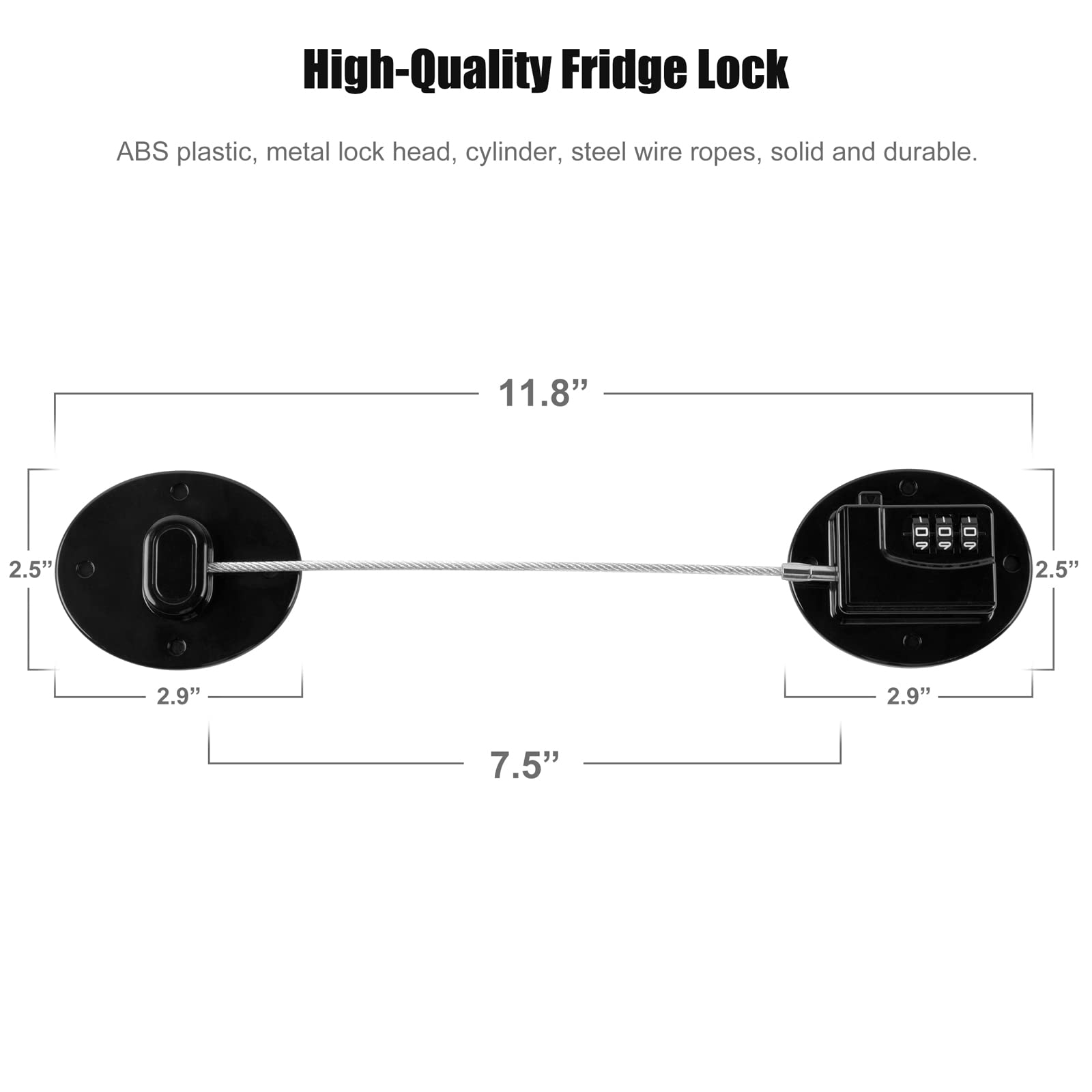 Keyless Digital Refrigerator Lock for Adults and Kids Mini Fridge Locks Combination for Cabinets Closets Drawers Window Easy Use and Install Fridge Latch Black