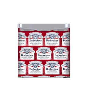 curtis fr103bud budweiser, mini fridge with freezer - 1.6 cu ft compact small beverage drinks refrigerator with reversible doors - perfect for office, home, dorm, or games room