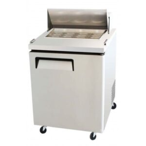 27.5" commercial stainless steel refrigerated sandwich salad prep table - all pans and cutting board included!