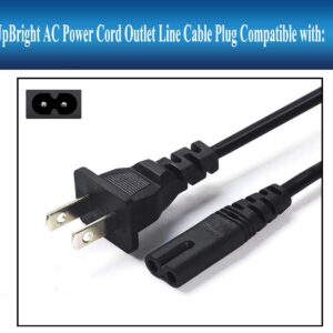 UpBright 2-Prong AC in Power Cord Cable Compatible with Cooluli CMF4LW CMF6P Classic-4L CL4L 10L CL10L 15L CL15L Concord 20L Concord-20LDX C20LDX Infinity 10L I10L 10-Liter K10LGA Mini Fridge Cooler